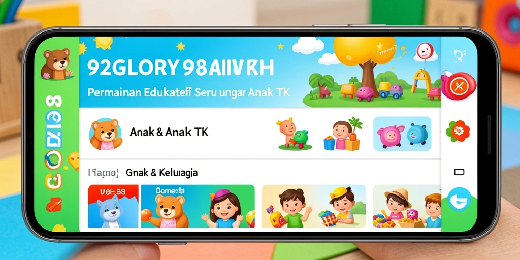 Tampilan antarmuka menarik dan ramah anak pada 92GLORY.